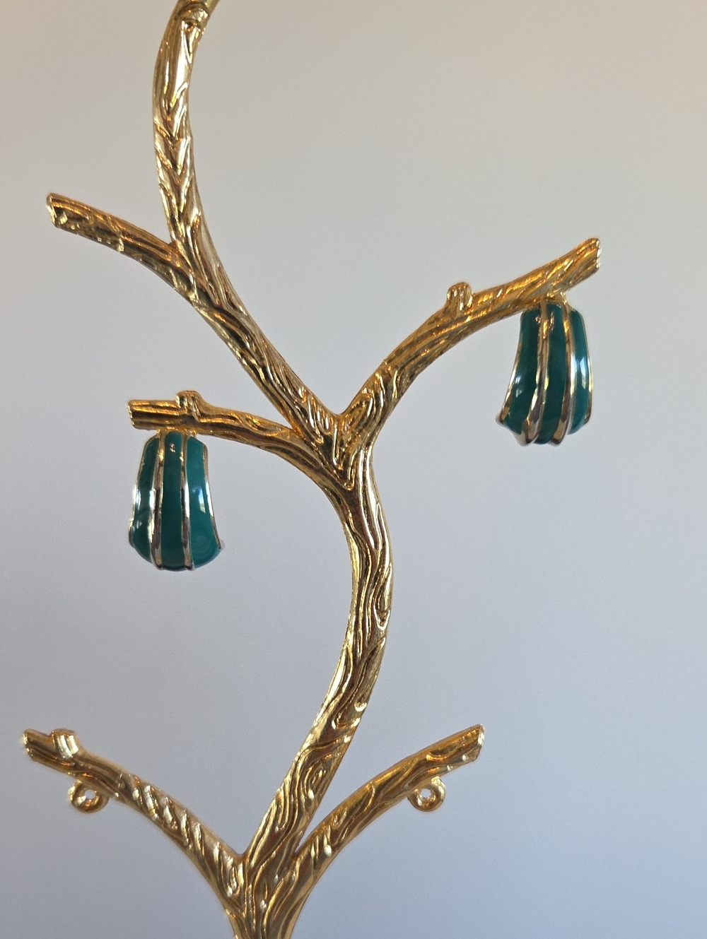 Green Enamel Hoop Earrings - Women Jewelry